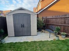 Keter Factor Beige Garden Shed 8 x 6 ft Apex Outdoor Storage Wood Effect Resin