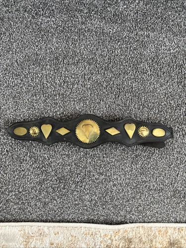Leather brass concho western - leather,