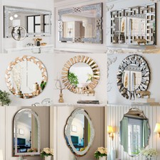 Retro Ornate Art Wall Mirror Crushed Diamond Vanity Mirror Gym Dance Studio Deco