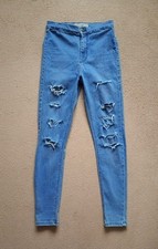 Topshop Moto Joni Blue Ripped Jeans. W28 L30.
