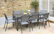 8 Seater Patio Dining Set. Unused. Dark Grey Aluminium and Textilline.