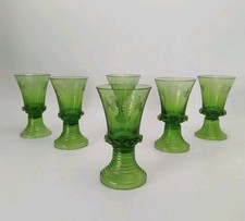 6x Antique CZECH Emerald Green