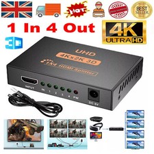 HDMI BOX 1*4 HDMI Splitter 1 In 4 Out 4K 3D 4 Way HDMI Signal Distributor UK