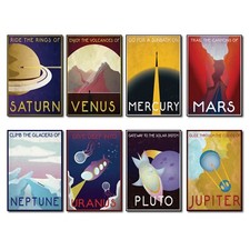 Space travel explorer nasa retro sci fi artwork set of 8 sci fiction fridge No.5