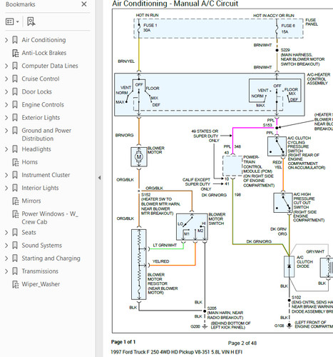 Ford 250 1997 - color, wiring