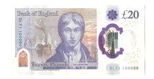 £20 Note - Polymer - Joseph Turner - Unusual Serial Number - 100099 - VGC