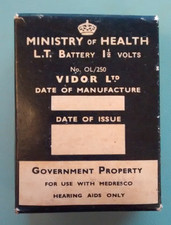 Vidor vintage NHS hearing aid battery, model OL/250 1950s