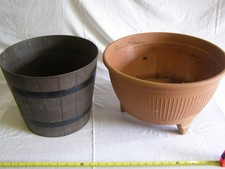 2 plastic patio/garden pots. Very good condition. One (unused) by Stewart.