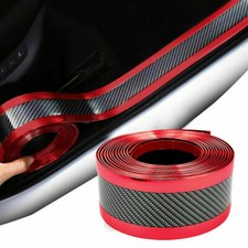 1X Car Accessories Stickers Carbon Fiber Rubber Door Sill Bumper Protector Strip