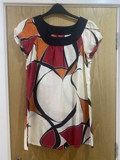 Monsoon Women's Cream, Red & Orange Silk Tunic Size 12