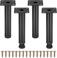4Pcs Metal Furniture Legs, 15cm Black Adjustable Cabinet Legs with Screws
