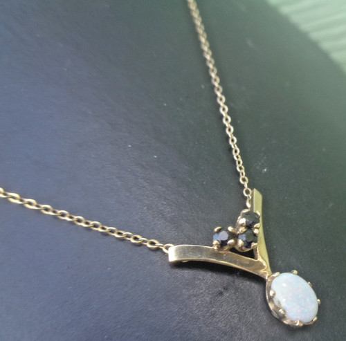 Gold opal sapphire pendant 9ct - opal,