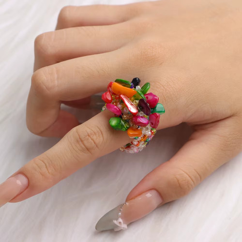 Crystal chip ring stretchy - crystal,