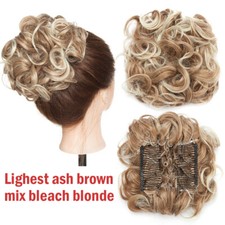 Large Scrunchie Messy Bun Hair Piece THICK Updo Cover Clip In Ponytail Feel Real