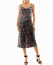 Nicole Miller Gabriella Satin Midi Slip Dress Keys