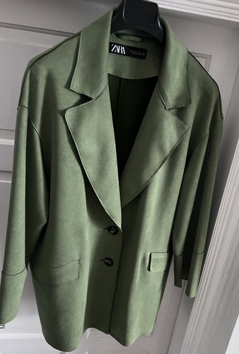 Zara green faux suede - faux, blazer