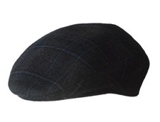 Mens Vintage 80s Checked Flat Cap Wool Blend Retro Indie 57cm Medium