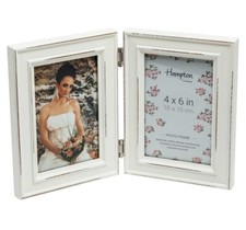 Hampton Paloma Hinged Photo Frame – 4x6" Double White Picture Holder