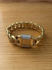 THE FRANKLIN MINT Swiss Movement Quartz: Clear Stone Gold Tone Watch 1989 9340