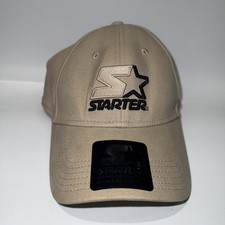 Starter Black Label Cap Hat Beige  Gold Logo Snapback Ripstop Baseball Cap NWT
