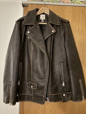 BNWT River Island Brown Faux Leather Biker Style Jacket Size 10