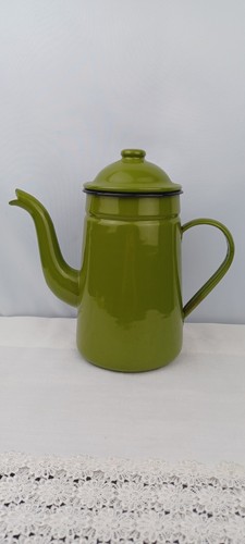 Vtg green enamel coffee - vtg, pot