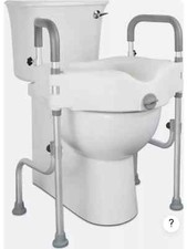 Angel Shield Raised Toilet Seat  with Handles Height Adjustable Legs 300 lbs