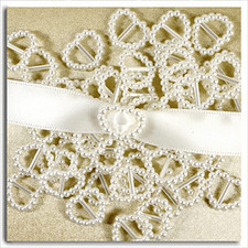 200 WHITE PEARL HEART SHAPED RIBBON SLIDER BUCKLES  IDEAL FOR  INVITES, CRAFTS