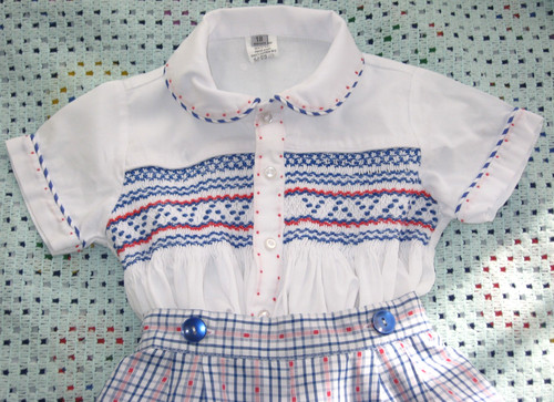 Smocked romper smart white - romper,