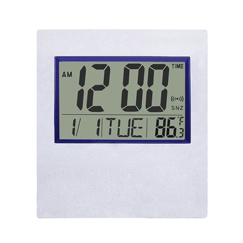 Large lcd digital silver clock - digital,