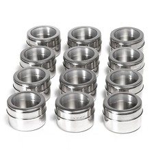 12x Magnetic Spice Jars Tin