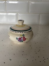 Vintage 1950s Poole Pottery Traditional Ware DO Pattern Lidded Sugar Bowl Pot 