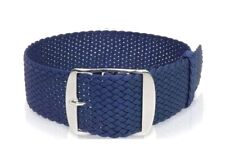 DARK BLUE PERLON WATCH STRAP EASY FIT WOVEN NYLON VEGAN ANTI-ALLERGY WASHABLE