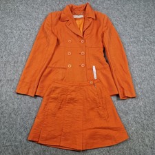 Karen Millen Set Womens UK Size 10 Orange Blazer Two Piece Double Brested Smart