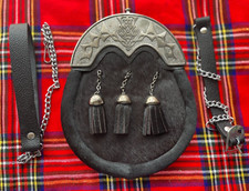 Kilt Sporran Full Dress  Calf Skin Celtic Cantle / Scottish Kilt Antique Finish