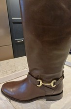 Joules Westcote Knee High Dark Brown Leather Boots, Size 5