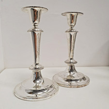 2x Candlesticks, 7.5" Silver Plated Metal Vitage Candle Holder Fits Taper Candle