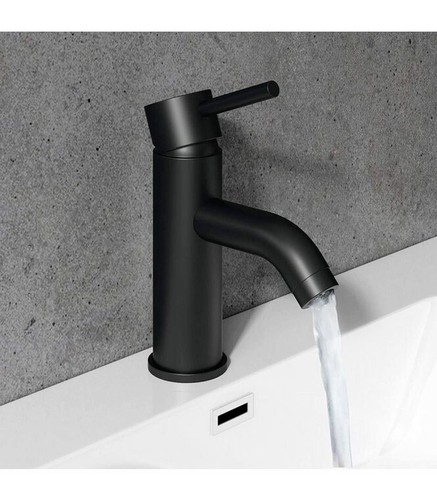 Black bath basin - pillar, mixer