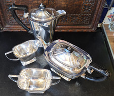 ANTIQUE ART DECO SILVER PLATED  EPNS 4 PIECE TEA SET POTS SUGAR BOWL MILK JUG