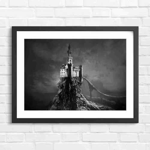 Fantasy castle cliff - castle, black
