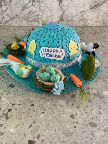 Turquoise easter bonnet - turquoise,