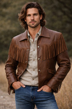 Mens Brown Leather Fringe
