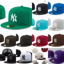 New York Caps Flat Fitted Yankees Baseball Full Closed NY Hat