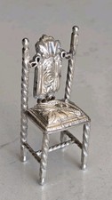 Vintage Sterling Silver Minature Twist Style Chair Dolls House Or Ornament