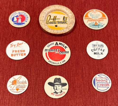 Lot milk bottle caps - milk,