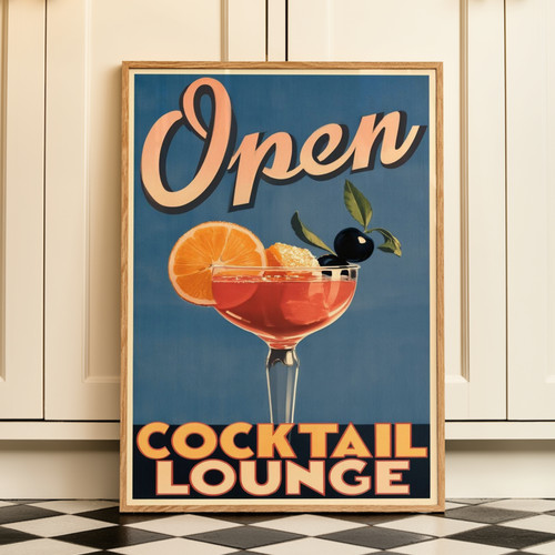 Cocktail lounge poster - cocktail, retro