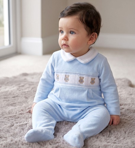 Baby boy velour sleepsuit - baby,