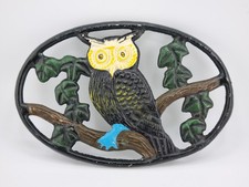 Vintage Owl Trivet Black Cast