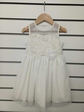 GIRLS IVORY FLORAL EMBELLISHED TIE BACK PARTY DRESS AGE 5 YEARS NEW (REF 748)
