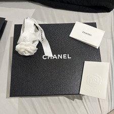 Empty Chanel shoe box, with flower, ribbon and tissue paper,size31cm-26cm-11.5cm